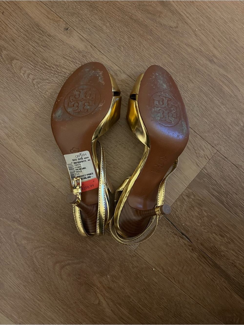 Tory Burch Gold Metallic Strappy High Heel Sandals - Women's - Picture 3 of 3